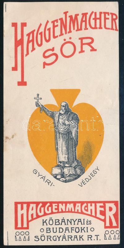 "Haggenmacher sör" számolócédula, kis folttal.