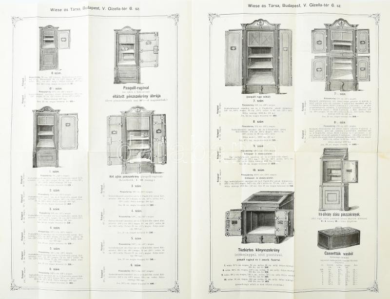 cca 1890 Wiese és Társa páncélszerkény-gyára képes árjegyzék 4 p 30x45 cm Hajtva / Safe catalogue with images - Image 2