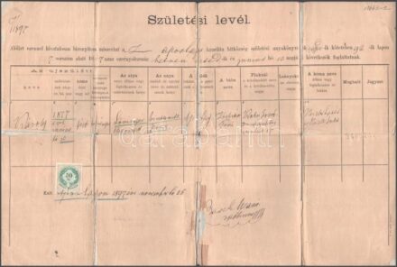 1894-1954 Zsidó család irathagyatéka, feltehetőleg Paul Arma (Weisshaus Imre) rokonságából, 13 db, születési, házassági, anyakönyvi kivonatok (Budapest, Apostag), fényképes külügyminisztériumi igazolvány...stb.