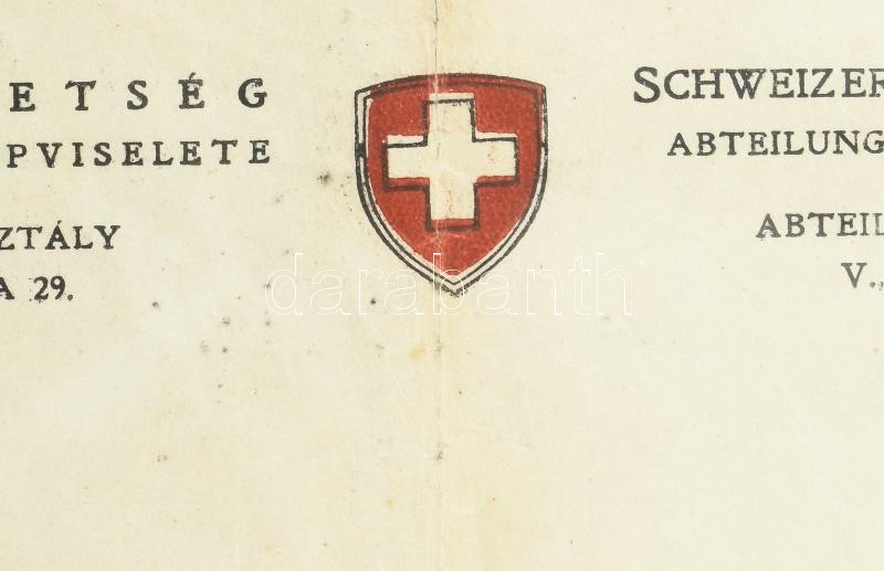 1944 Bp., a Svájci Követség által kiállított menlevél (Schutzpass) Reich Márton és családja részére, 1944. okt. 23. - Image 3