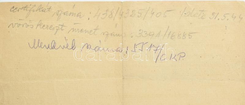 1944 Magyarországi Zsidók Szövetségének Ideiglenes Intéző Bizottsága Munkásszervező osztálya utasítása a XIV. ker Aréna út 55. szám alatt, a gyűjtőhelyen való megjelenésről, rajta az ajánlott értéktárgyak listájával. A hátoldalán a menlevél számaival. Az - Image 2