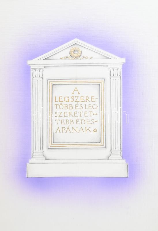 1930 Ribáry Ernő (?-1930) egyedi készítésű emlékkönyve. Nagyméretű, dekoratív bőrkötésű, zsinórfűzéses emlékkönyv/album, benne Ribáry Géza (az elhunyt fia) apjáról írt írásaival, visszaemlékezésivel; fotókkal, kézzel festett/rajzolt illusztrációkkal - Image 3