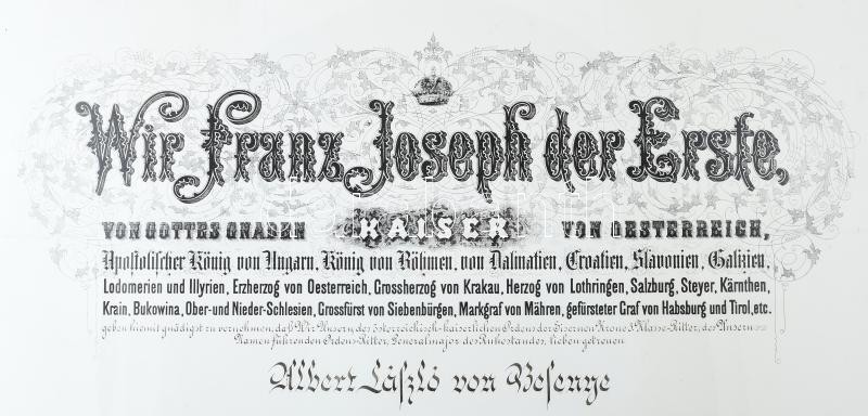 1915 Altábornagyi kinevezés oklevele, Ferenc József császár és Alexander von Krobatin (1849-1933) hadügyminiszter aláírásával, Besenyei László Albert (1853-1939) nyugállományú tábornok, a magyar szent korona országaihoz tartozó csendőrség korábbi - Image 3