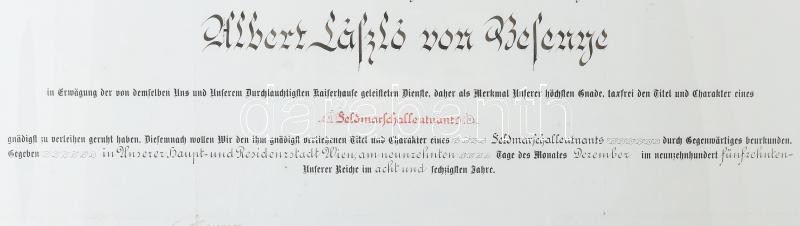 1915 Altábornagyi kinevezés oklevele, Ferenc József császár és Alexander von Krobatin (1849-1933) hadügyminiszter aláírásával, Besenyei László Albert (1853-1939) nyugállományú tábornok, a magyar szent korona országaihoz tartozó csendőrség korábbi - Image 4