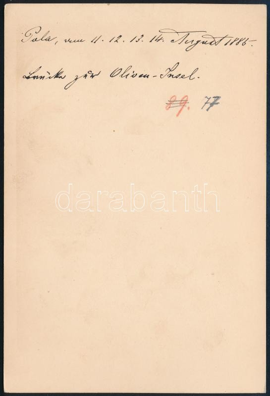 cca 1886 Pola vashíd az Oliva sziget és a szárazföld között. Nagyobb méretű keményhátú fotó 17x11 cm / Pola. View of the iron girders bridge connecting Olive Island to the mainland. by the studio of L. Mioni, Pola 17x11 cm - Image 2