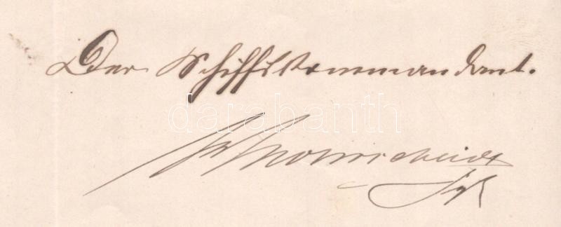 1880 Az S.M. Corvette Minerva parancsnokának kézzel írptt jelentése a Cs. k. Kikötői parancsnokságnak. A z érkezés igazolásával. / 1880 Handwritten report from the commanding officer of S.M. Corvette Minerva addressed to the K.K. Harbor Admiralty in Pola, - Image 2