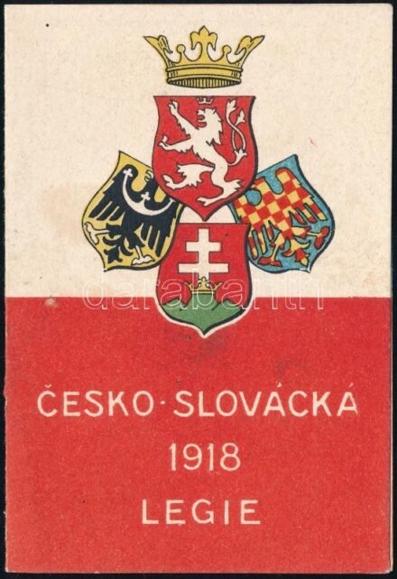 1918 A Csehszlovák Légió kártyanaptára, kinyitható, jó állapotban, 2 sztl. lev., 11x7,5 cm. (A Csehszlovák Légió az I. világháború alatt alakult fegyveres erő volt, amely az Osztrák-Magyar Monarchiából származó cseh és szlovák emigránsokból, az antant old