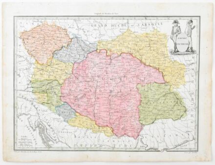 Empire D'Autriche. Az Osztrák Birodalom színezett rézmetszetű térképe. megj: 1812. M. Lapie: Atlas supplémentaire du Précis de la Géographie Universelle de M. Malte-Brun. Paris. 1812. Francois Buisson. 300x217 mm / Engraved map of the Austrian Empire (mod