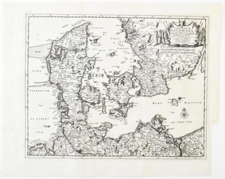 Le Royaume du Danemark, avec une partie de la Su?de, occidentale, Duchez de Meklenburg, Lunebourg et Br?me ..., la carte du Royaume de Danemark, avec les régions du sud, Bavi?re, Berlin, Hamburg et de Br?me ? partir du 18?me si?cle, signé : dressé sur les