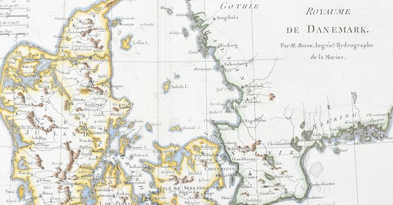 Bonne, Rigobert: Royaume de Danemark. Dánia. Rézmetszetű térkép. 1780, Paris. 350x230 mm / Engraved map of Denmark - Image 2