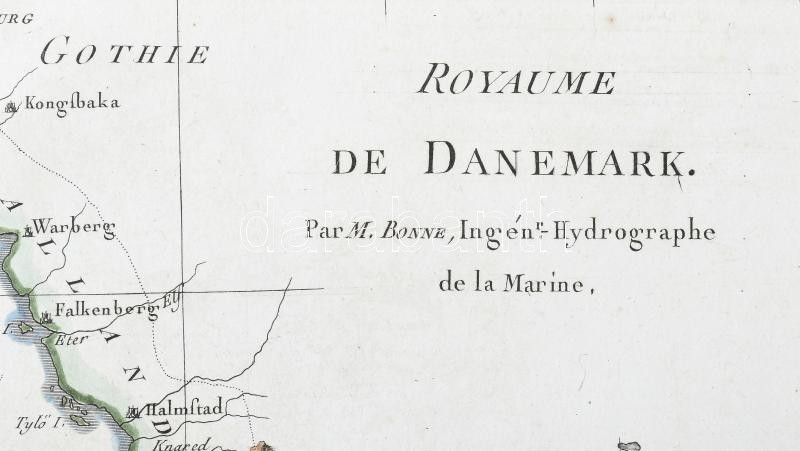 Bonne, Rigobert: Royaume de Danemark. Dánia. Rézmetszetű térkép. 1780, Paris. 350x230 mm / Engraved map of Denmark - Image 3