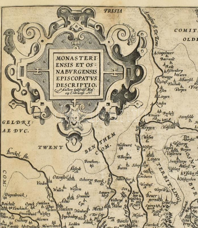 Franciae Orientalis: (Vulgo Franckenlant) descriptio auctore Sebasta Rotenhan / Monasteriensis Et Osnaburgensis Episcopatus Descriptio. Franciaroszág rézmetszetű térképe két részben. Megjelent, Ortelius, Abraham: Theatrum Orbis Terrarum., 1590. 505x360 mm - Image 2