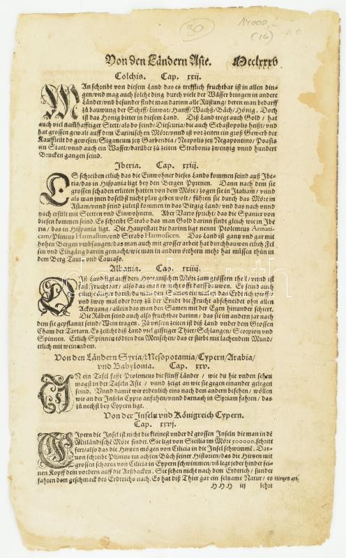 1562 Ciprus színezett fametszetű térképe állatábrázolással. Megjelent: Sebastian Münster: Cosmographie...30 x 22,5 cm / 1562 Map of Cyprus, Colored woodplate engraving from the Cosmographie... - Image 2
