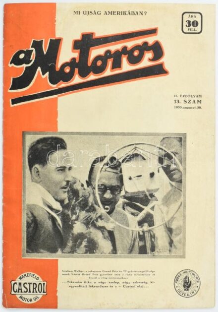 1930 A Motoros című újság II. évfolyamának 13. száma, 24p