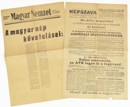 1956. október 26. A Magyar Nemzet rendkívüli 3. száma, benne: a magyar nép követelései