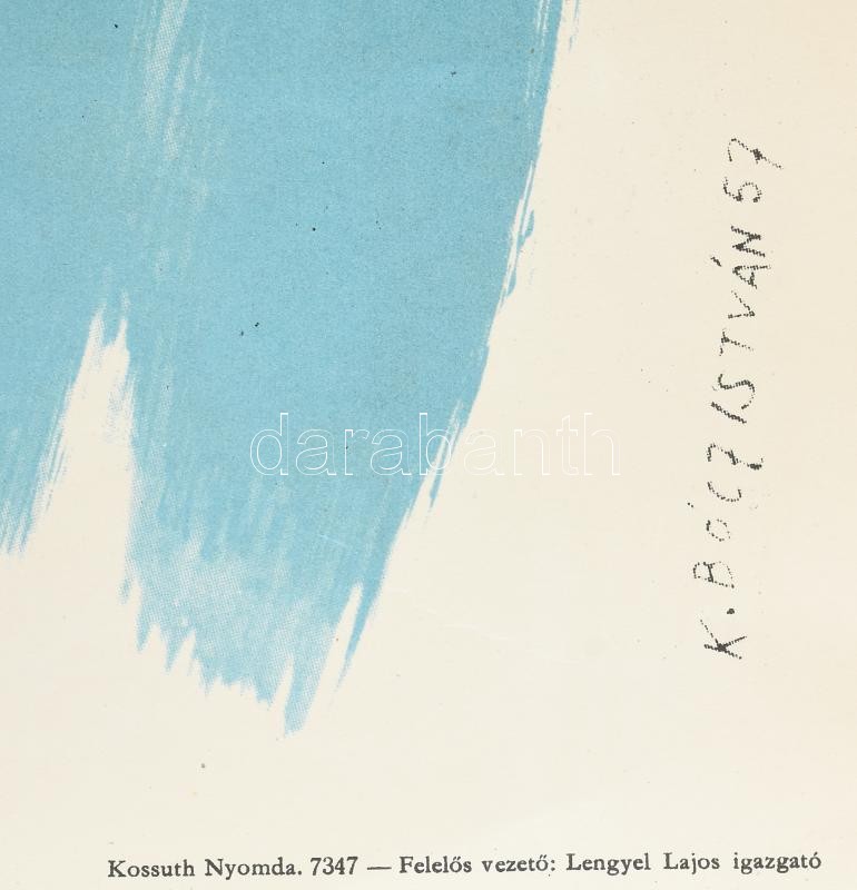 1957 Ajándékozzon könyvet, plakát, hajtva, Bócz István grafikája, hajtásnyomokkal, 82×57 cm - Image 3