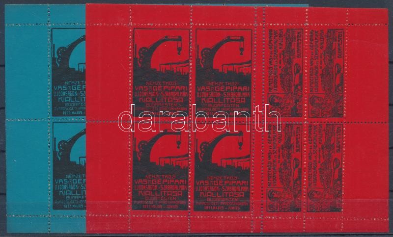 1911 2 klf Nemzetközi Vasipari Szabadalmak Kiállítás levélzáró kisív / 2 different label mini sheets