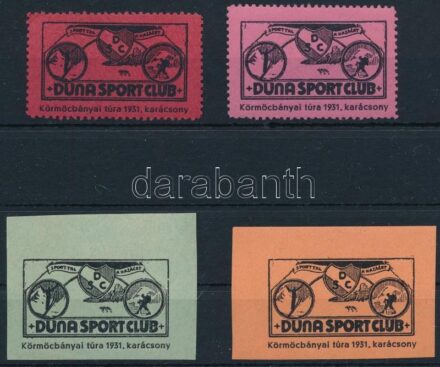 1931 Körmöczbányai túra Duna sport club 4 klf levélzáró / labels