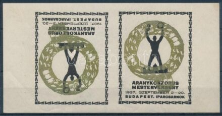 1937 Aranykoszorús mesterverseny fordított állású levélzáró pár / inverted label pair