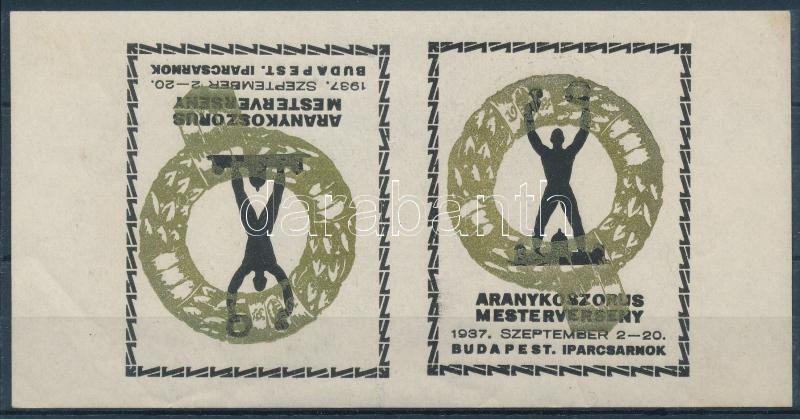 1937 Aranykoszorús mesterverseny fordított állású levélzáró pár / inverted label pair