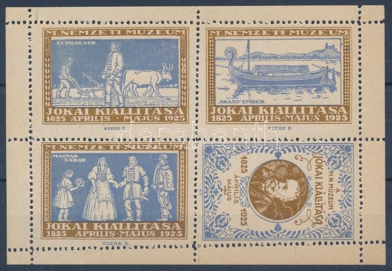 1925 A Nemzeti Múzeum Jókai kiállítása kék színű emlék kisív / souvenir sheet