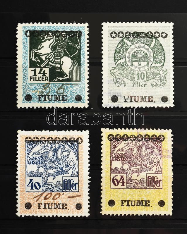 4 db Fiume városi illetékbélyeg