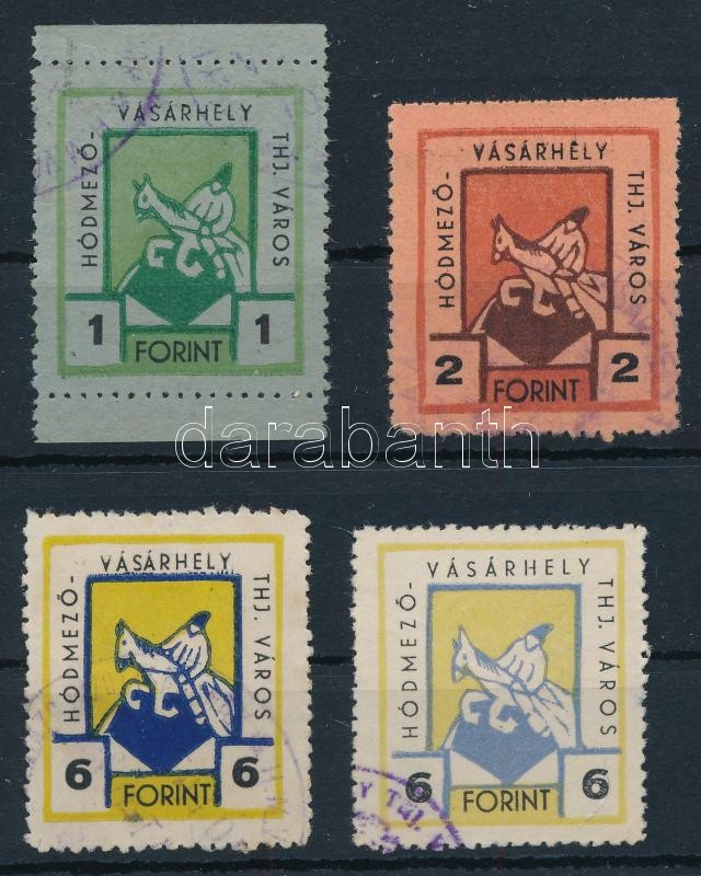 4 db Hódmezővásárhely városi illetékbélyeg