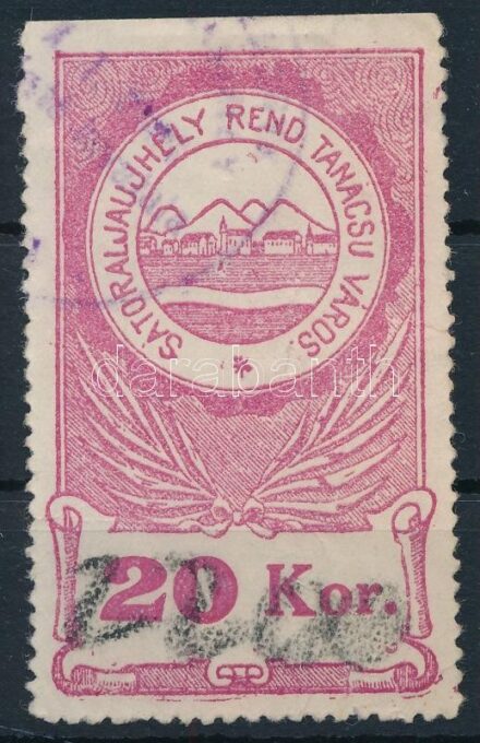 Sátoraljaújhely városi illetékbélyeg 20K