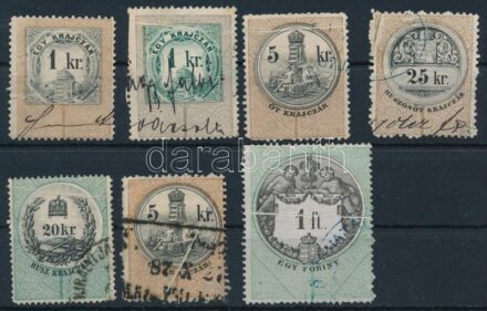 7 db papírráncos okmánybélyeg / paper creases