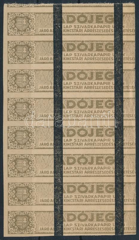 Szivarkapapír adójegy ívdarabban, függőleges érvénytelenítő csíkokkal