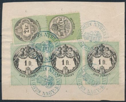 5 db okmánybélyeg kivágáson