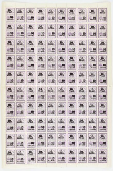 10P számlaillaték bélyeg hajtott teljes ív (150.000)