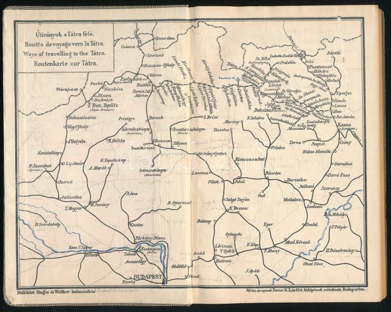 Dr. Szontágh Miklós: Tátrakalauz, útmutató a Magas-Tátrába s a Tátravidéki fürdőkbe. IV. új kiadás. Bp., 1908, Singer és Wolfner. Kiadói egészvászon kötés, térképekkel, jó állapotban, - Image 3