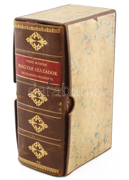 Virág Benedek: Magyar századok DCCCLXXXIV-MCDXXXVII. I-II. kötet [egybekötve]. Budán, 1816. Kir. Univ. 1t. (Perger Zsigmond rajza után Blasius Höfel által készített rézmetszetű címkép)+616+520p. Első kiadás ,,Az Egyetemi Nyomda a könyv krúdában megmaradt