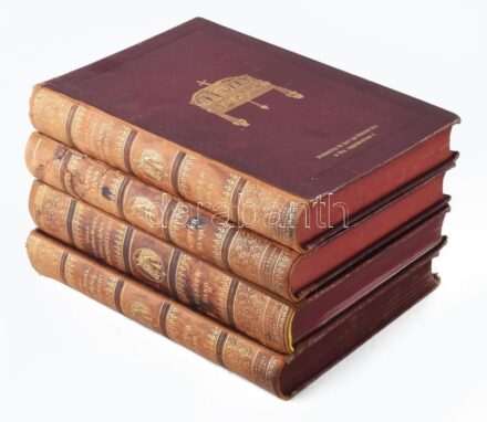 Wrangel, C: G.: Ungarns Pferdezucht in Wort und Bild. 1-4. köt. Stuttgart, 1893-1895, Schickhardt & Ebner. Számos illusztrációval, kihajtható mellékletekkel. Díszes, aranyozott félbőr kötésben