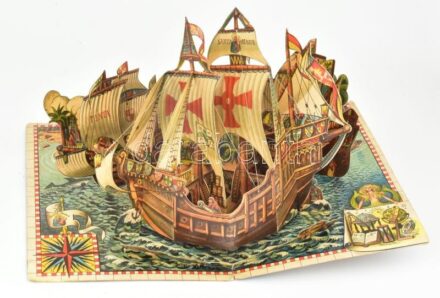 cca 1960 Vojtech Kubasta: Christopher Columbus Genuensis. Santa Maria. Praha, én., Artia. Térbeli mesekönyv. Kiadói félvászon kötésben, a borítón kis kopásnyomokkal. 3 helyen javított, de alapvetően jó állapotban. Kifejezetten gyűjtői