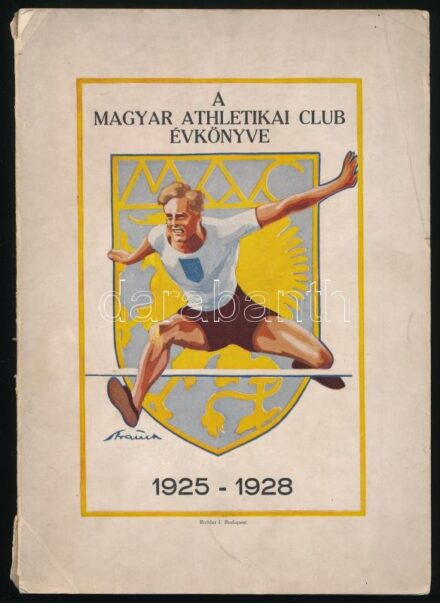 Zuber Ferenc: A Magyar Athletikai Club története 1925-1928. Bp., 1929, BIcherler I., 222 p. Fekete-fehér fotókkal illusztrált. Kiadói papírkötés, kopott borítóval, a gerincen szakadással, a borítón kis hiánnyal, a borítón