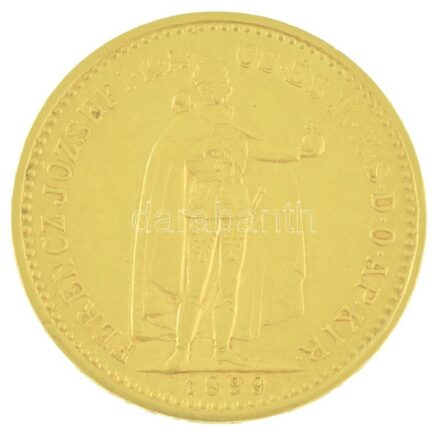 1899KB 10K Au "Ferenc József" Körmöcbánya (3,39g/0.900) T:XF,VF / Hungary 1899KB 10 Korona Au Kremnitz "Franz Joseph I" (3,39g/0.900) C:XF,VF Adamo K8