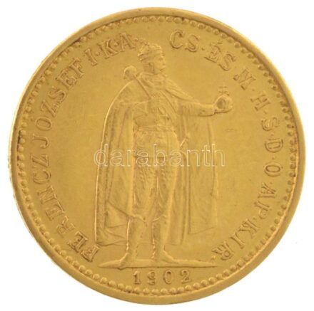 1902KB 10K Au "Ferenc József" Körmöcbánya (3,38g/0.900) T:AU / Hungary 1902KB 10 Korona Au "Franz Joseph" Kremnitz (3,38g/0.900) C:AU Adamo K8