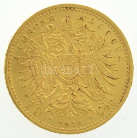 Ausztria 1910. 10K Au "Ferenc József" (3,40g/0.900) T:AU kis ph / Austria 1910. 10 Corona Au "Franz Joseph" (3,40g/0.900) C:AU small edge error Krause KM#2816