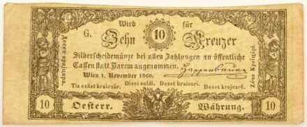 1860. 10Kr "K. K. Hauptmünzamt für Silberscheidemünze" T:F / Austrian Empire 1860. 10 Kreuzer "K. K. Hauptmünzamt für Silberscheidemünze" C:F Adamo G93