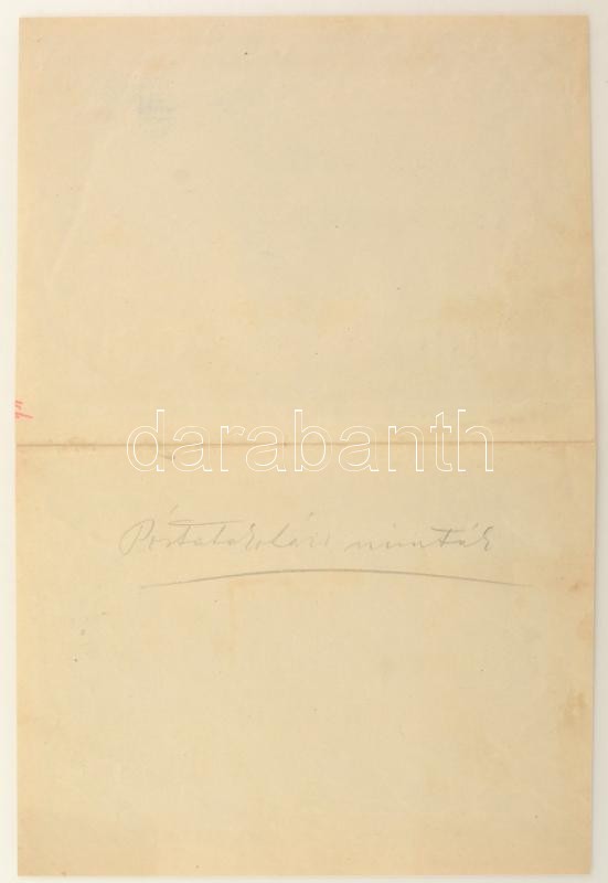 1919. július 15. 100K "Postatakarékpénztári jegy" tervezte Helbing Ferenc. Elő- és hátlapi nyomat egy oldalon, a bankjegyek között meghajtva, a hajtások mentén a papír helyenként elvékonyodott, egy helyen kis lyuk, látható illesztőkeretekkel. Rendkívül ri - Image 3