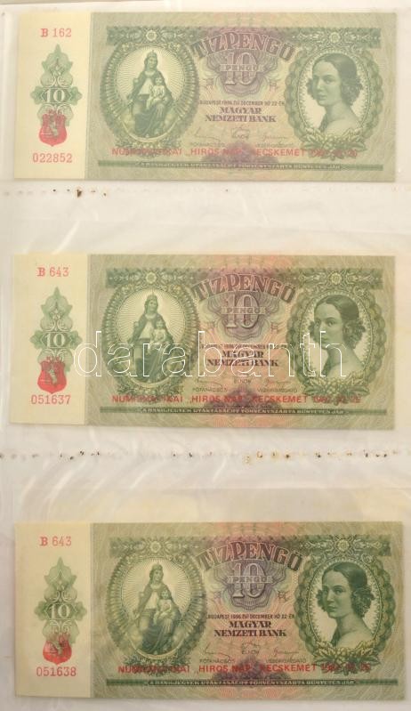 1930-1946. 62db-os pengő bankjegy tétel mind, többségében valamelyik numizmatikai találkozó, kiállítás felülbélyegzésével vagy bélyeggel ellátva, többek között "200 éves a hazai papírpénz 1760-1960", "Forradalmi Pénzkiállítás Dorog 1967.", "A Magyar Pénz - Image 2