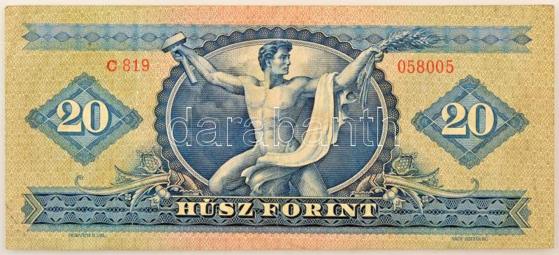 1949. 20Ft "C 819 058005" T:F / Hungary 1949. 20Ft "C 819 058005" C:F Adamo F11, Krause P#165 - Image 2