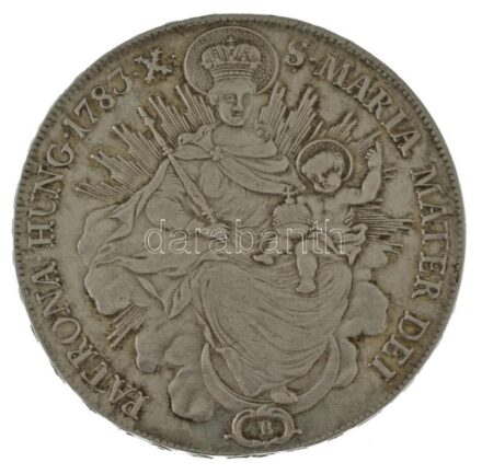 1783B Tallér Ag "II. József" (28,05g) portrénál verőtő-eltömődés T:AU,XF fny? Hungary 1783B 1 Thaler Ag "Joseph II" (28,05g) clogged die at the portrait C:AU,XF ear mark? Huszár: 1869., Unger III.: 1320.