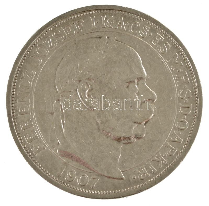 1907KB 5K Ag "Ferenc József megkoronázásának 40. évfordulója" T:VF / Hungary 1907KB 5 Korona Ag "40th Anniversary of the Coronation of Franz Joseph" C:VF Adamo K7.1