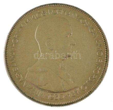 1930. 5P Ag "Horthy jobbra" hajas T:AU / Hungary 1930. 5 Pengő Ag "Horthy portrait to the right" with visible hair C:AU Adamo P8