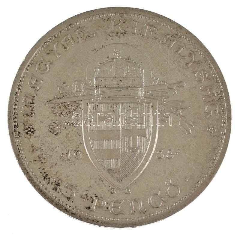 1938. 5P Ag "Álló Szent István" U.P. jelzéssel a címer fölött, Artex-veret, nem saját tokban (25,33g) T:AU patina / Hungary 1938. 5 Pengő "Standing St. Stephen" Artex restrike with U.P. mark above Coat of Arms, in not own ase (25,33g) C:AU patina Adamo - Image 2