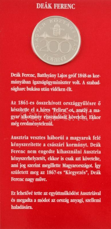 1994. 10f-200Ft (11xklf) "Magyarország pénzérméi" forgalmi sor dísztokban, benne 1994. 200Ft Ag "Deák". A belső tokon a ragasztás részben elengedett. T:PP patina / Hungary 1994. 10 Fillér - 200 Forint (11xdiff) "Magyarország pénzérméi (Coins of Hungary)" - Image 3