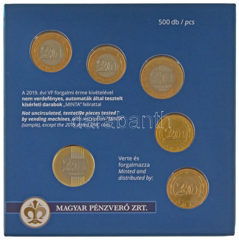 2009. 200Ft "MINTA" felirattal (5xklf, az automaták tesztelésére készült zseton) + 2019. 200Ft, 500 példányban készült "A tervektől a megvalósulásig" érmeszett karton dísztokban. 500 példány készült! T:AU,XF R! Hungary 2009. 200 Forint with "MINTA (specim - Image 2